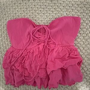 Hollister Vibrant Pink Ruffle Top